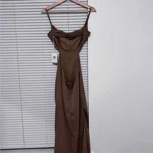 Pretty Lavish Double Strap Backless Midaxi Dress in Chocolate Brown – NWT